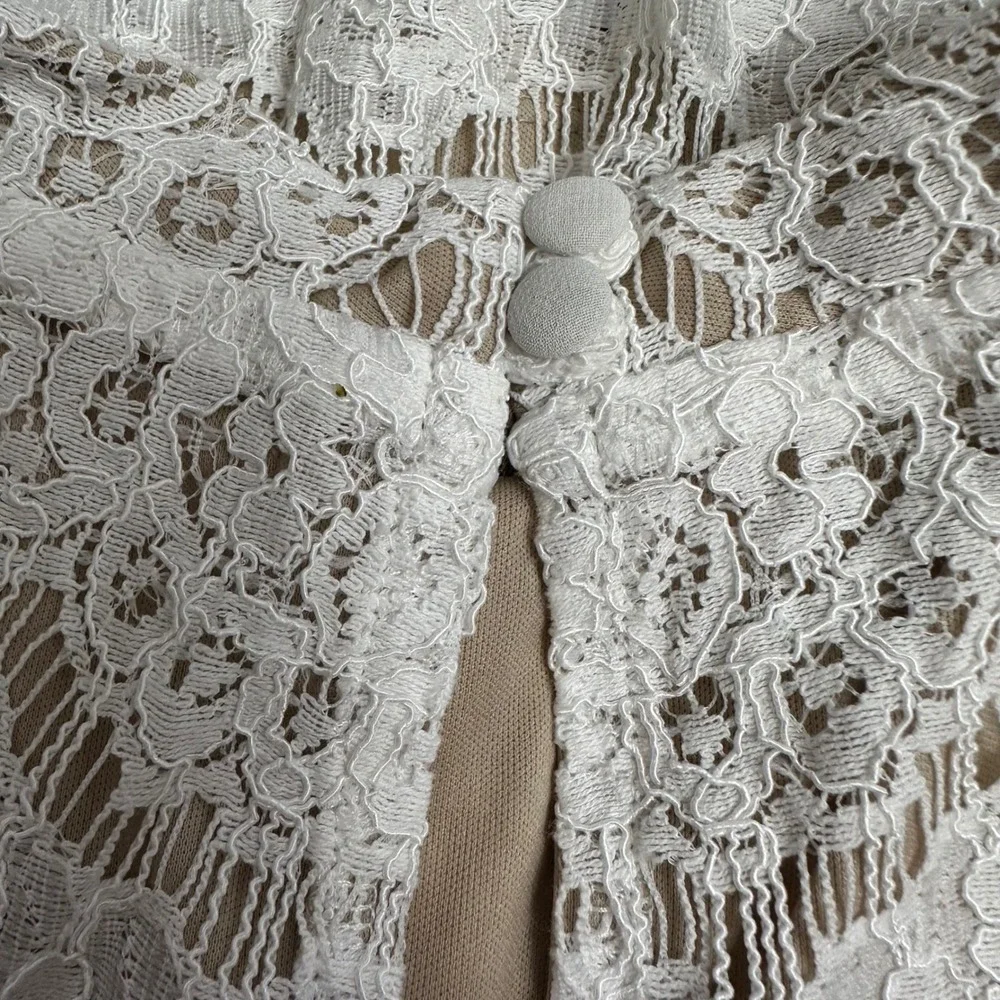 Love Fire M Ivory Floral Lace Top High Neck Romantic Boho Cottagecore Sleeveless